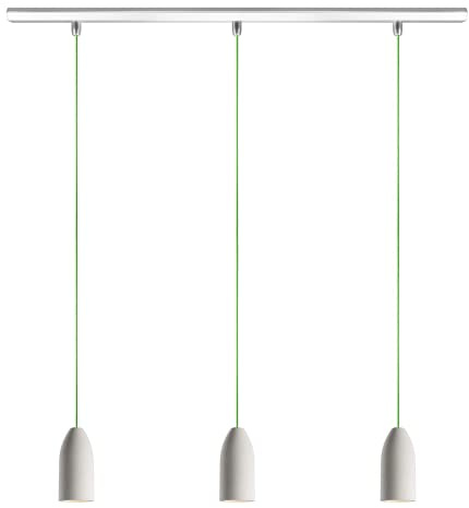 Buchenbusch urban design Dreier Pendelleuchte Esstisch light edition, Deckenlampe mit Textilkabel Neon Grün, Beton Pendelleuchte, Lampe Wohnzimmer