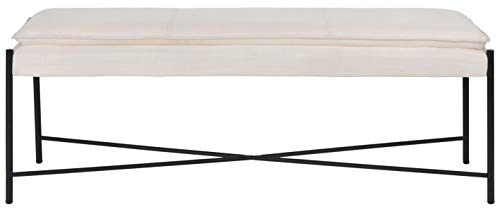 Safavieh Home Kara 50-inch Light Beige and Black Cushioned X-Bench