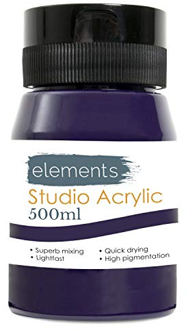 Elements 500ml Acrylic Paint 500 ml Tub - Quick Drying Acrylic Paints with High Pigment and Vibrant Colour Pigment Violet