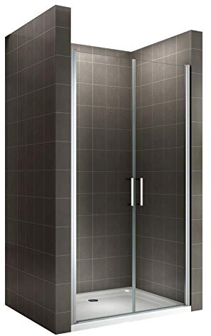 MOMENTS OF GLASS Mampara de Ducha Lara 80-83 cm x 195 cm con Puerta Doble Abatible, Vidrio de Seguridad Templado Transparente ESG de 6 mm, Perfiles Cromo #NC