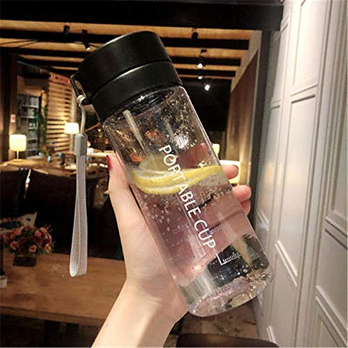 Gobelet à infusionSports de tasse à boire portatifs givrés transparents 600 / 800ML-Noir transparent_600 ml