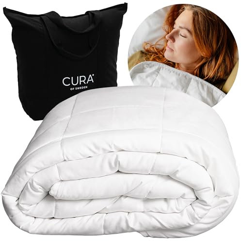 CURA Pearl Classic Gewichtsdecke 135x200 7kg - Anti Stress Therapiedecke - Schwere Decke für tiefen Schlaf und bessere Erholung - Schwere Bettdecke aus 100% Baumwolle - Heavy Weighted Blanket