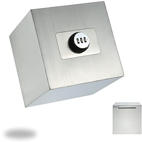 Spardose für Erwachsene, wiederverwendbares Edelstahl-Passwort Spardose aus Metall mit Kombinationsschloss zum Geldsparen (Silber, 15 cm)