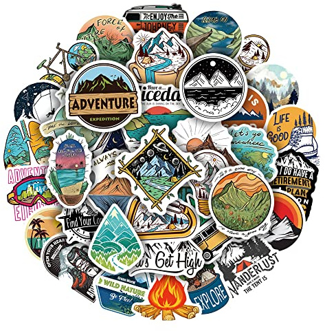 50 Pegatinas de Aventura de Desierto para Exteriores - Viaje, Vinilo, Impermeables - para Coches, Portátiles, Botellas de Agua, Equipaje, Maletas, Motos