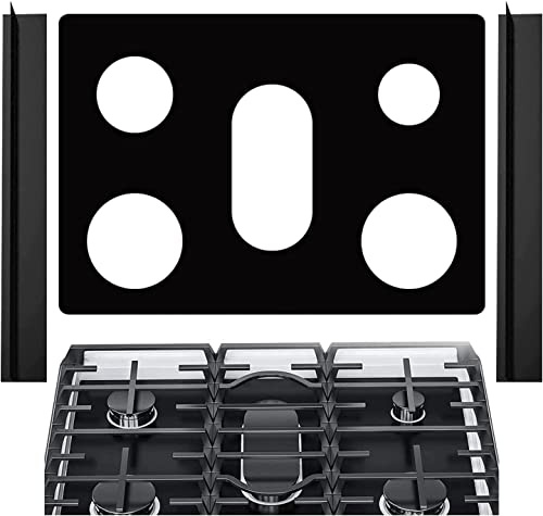 Stove Cover, Stove Covers Reusable Gas Range Protectors for Samsung Gas Range,0.3mm Reusable Gas Stove Burner Covers with 2PCS Silicone Stove Counter Gap Cover Long & Wide Gap Filler,Black-3pcs