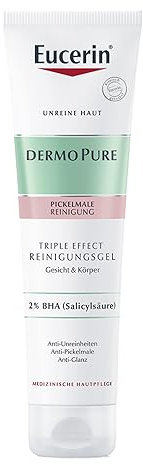 Eucerin DermoPure Triple Effect Reinigungsgel für Gesicht und Körper, 150 ml Gel
