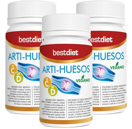 Best Diet – Arti-Huesos | complemento alimenticio de origen natural, apoya la salud y el bienestar de las articulaciones. Pack de 3 botes con 30 cápsulas.