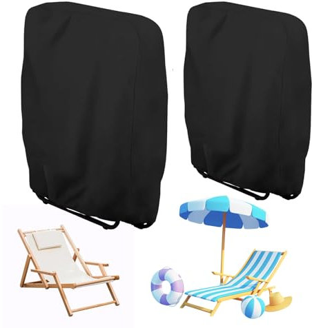 RYAN 2 Pièces Housse Chaise Empilable Chaise de Jardin Housse de Protection Housse Oxford Coupe Vent Anti Poussière pour Meubles de Jardin (Noir)