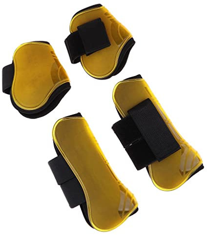 Milageto 2 Paare Pferde Gamaschen, Schutz für Vorderbeine und Hinterbeine, Gelb
