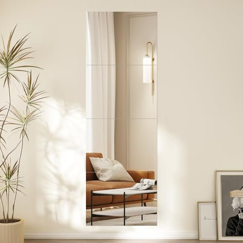 Fangoo 4 Pack 40x30 CM Self Adhesive Mirror HD Acrylic Mirror,Stick On Wall Mirrors Sheets Removable with Stickers,Plastic Mirror Wall Stickers,Non Glass Tile Mirror Stickers for Home Decor