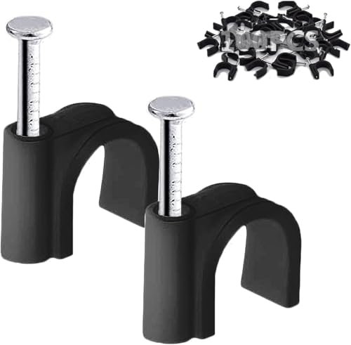 100PCS Fermacavi rotondi, 6MM Cavo Elettrico Clip da Parete Gestione dei Chiodi del Cavo, Clip di Riordino del Filo Spille Chiodi del Cavo per Ethernet, Cavi Elettrici, Fili