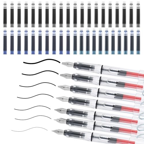 Giantree Calligraphy Pens, Fountain Pen, 7 Pcs Calligraphy Pens with Different Nibs and 40 Ink Cartridges, Smooth-Writing Office Supplies for Beginner Writing Drawing for Greeting Card Signature