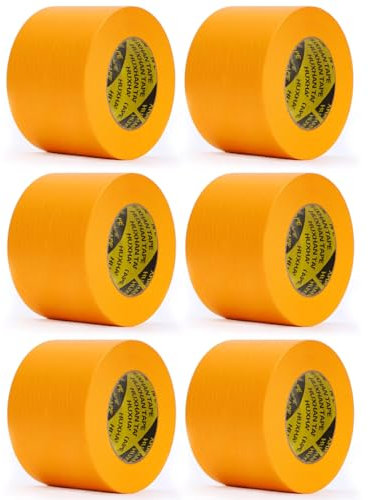 Ulawellor 6 Rollos Cinta Adhesiva Cinta de Carrocero para Pintar,Cinta Carrocero Pintura,Cinta de Enmascarar para Pintar Acuarela,Cinta de Pintor con Papel Cinta Adhesiva sin Rastro(50mm x 30m)