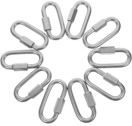 ULTECHNOVO 10pezzi Pz Connettori Per Catena Acciaio Inossidabile d Forma Moschettoni Di Blocco Rapido Per Attrezzature Da Campeggio e Uso Industriale Sicuri e Affidabili Per Funi e Cavi
