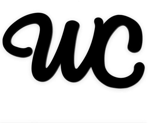 Zefphxs WC Schild Selbstklebend, 23 x 12.5 cm, Robustes und elegantes Design, WC Deko für Innen und Außenbereich (Schwarz)