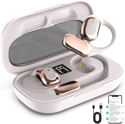 Ai kopfhörer übersetzer,AI Übersetzer kopfhörer,Übersetzungsgerät,3 in 1 Sprachübersetzer Kopfhörer Kabellos, 144 Sprachen Hängendes Ohr Translation Earbuds,Übersetzer Bluetooth-Ohrhörer(Rosa)