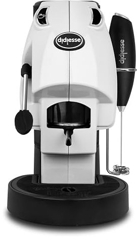 Didiesse Baby Frog Coffee & Tea - Machine à café à dosettes, avec fouet moulin à lait et double porte-dosettes pour café et thé, basse consommation 450 W, distributeur d'eau chaude. (blanc)