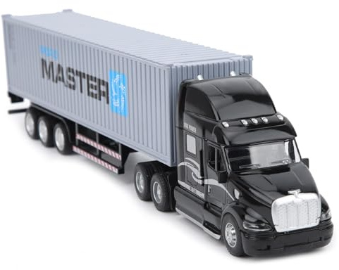 Marhynchus Legering Container Lastbil Modell Leksak Simulering Fordon Barn Fordonsbil Leksaker Dra Tillbaka Billeksaken med Ljudljuseffekter ((Svart + grå))