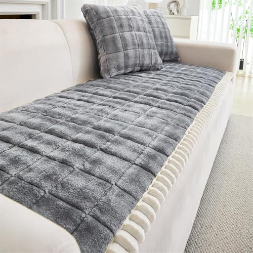 FASCINATDECO Sofa Covers 1 2 3 4 Seater, Universal & Non-Slip Sofa Slipcovers Couch Covers Washable, Thick Milk Velvet Sofa Cushion Covers for Pet Dog Furniture Protectors (Dark Grey, 70x210cm)