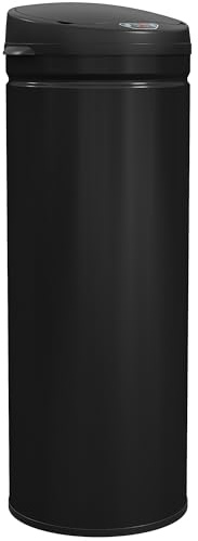 HOMCOM Mülleimer mit Sensor 50L Edelstahl Automatischer Leiser Mülleimer mit Soft-Close-Deckel, Bewegungssensor, Fingerabdruckresistente Abfalleimer für Büro, Schlafzimmer, Küchen Schwarz
