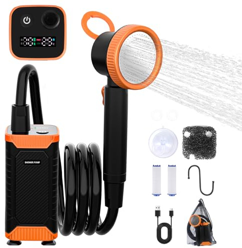 Heyeke Ducha Portátil de Camping, Bomba Eléctrica Recargable 8000 mAh