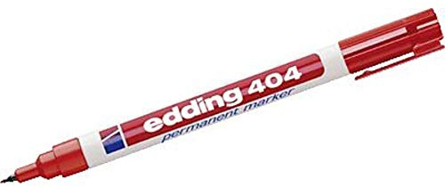 edding 404 Permanentmarkör – röd – 1 penna – extra fin rund spets 0,75 mm – vattentät, snabbtorkande – torkbeständig – för kartong, plast, trä, metall, glas