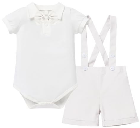 Traje de bautizo para bebés y niños, esmoquin para caballero, pajarita + tirantes ajustables, tirantes elásticos, pantalones cortos, pantalones cortos, pantalones pequeños, fiesta de cumpleaños