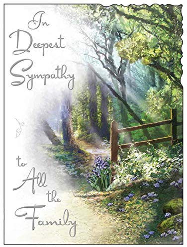 Jonny Javelin - In Deepest Sympathy To All The Family Greeting Card - Beautiful Verse Woodland - Silver Embossed Finish - For Her or Him