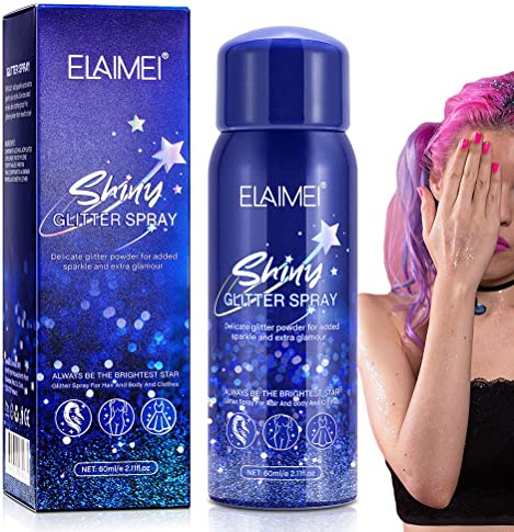 Spray scintillant brillant, spray scintillant pour le corps et les cheveux, spray en poudre scintillante, laque à paillettes argentées, spray de paillettes pour le corps et les cheveux de maquillage