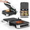 ZEEGMA GRILL CHEF Griglia elettrica 2in1 bistecchiera e piastra tostapane panini 2100W Piastre antiaderente Rimovibili e resistenti all'abrasione 5 programmi e 3 gradi di frittura (GRILL 2.0, Silver)