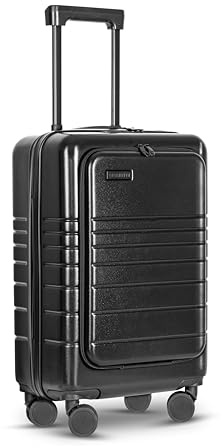 ETERNITIVE - Handgepäck Koffer I Reisekoffer aus ABS I Größe: 55 x 35 x 24,5 cm 40L I Koffer Leicht mit Rollen 360° I Hartschalenkoffer mit TSA-Schloss I Halterung für Handy und Getränk I Schwarz