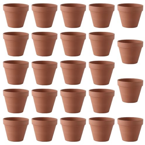 Xreuctop Lot de 24 pots de fleurs en terre cuite, 5,5 x 5 cm, petits, en terre cuite, avec trou de drainage, pour le bricolage, la décoration intérieure et extérieure