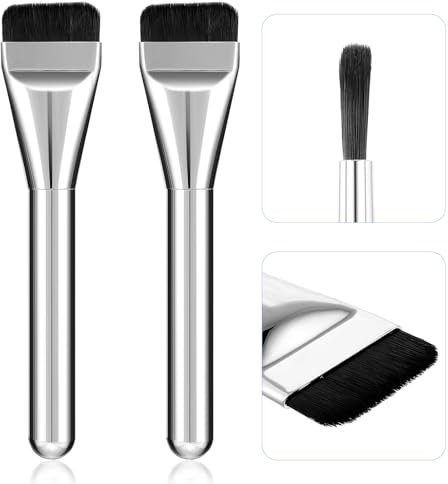 Amaxiu 2 Pcs Flat Foundation Brush for Makeup, Foundation Brush for Liquid Make Up Concealer Brush Foundation Contour Brushes for Blending Liquid Cream, Mineral Makeup, Concealer Highlighting