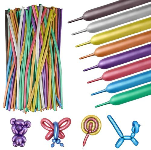 100 Stück Modellier Luftballons, Metallic 260Q, Lange Ballons, Mehrfarbig Lange Luftballons, Magische Latex Luftballons, Modellier Luftballon, für DIY, Party Dekoration(30cm, Zufällige Farbe)