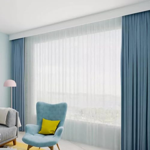 Blazea Ceiling Mounted Curtain Track, Heavy Duty Track and Valance for Windows, Bedroom Office Curtain Pelmet Panel with Double Rails (White, 1.6m (5.25ft))