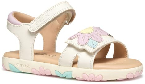 Geox J SANDAL HAITI GIRL - Sandalo Bambina, White/Pink,