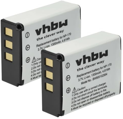 vhbw 2X batería Compatible con Toshiba Camileo X400, X416HD, X416 HD, Z100, X200 cámara de vídeo (1300 mAh, 3,7 V, Li-Ion)
