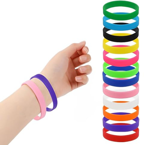 RAMGLYO 12 piezas pulseras de silicona para hombres y niños, pulseras de goma para fitness, correr, deportes, fiesta, regalos (multicolor)