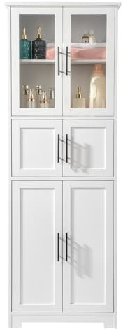 LEADZM Küchenschrank Hochschrank, Vitrinenschrank mit 6 Türen, Buffetschrank für Küche, Wohnzimmer, Esszimmer (6 Türen)