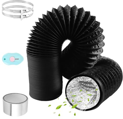 ComPDCVD Tubo Flexible de Salida 125mm 6 m Negro Manguera de Ventilación