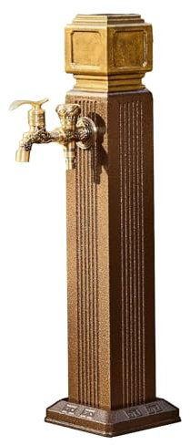 JINGSHIQIAOPL Outdoor Antifreeze Faucet, Freestanding Outdoor Garden Water Pillar, Freeze Proof Outdoor Dual Faucet, Decorative Fountain with Faucet Retro Water Column(85 cm/33.5 in)