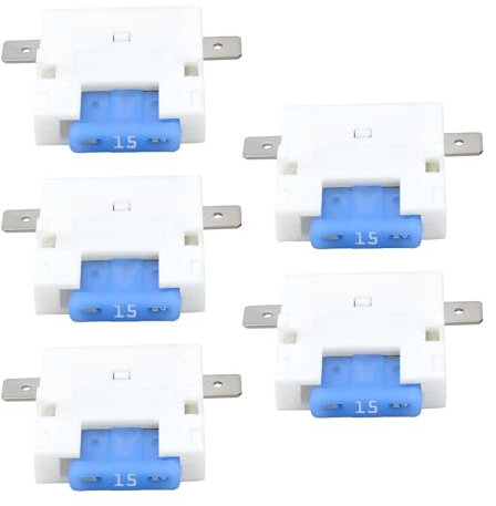 OTOTEC Lot de 5 Porte-fusibles de Voiture 6,35 Mm 12 V avec Fusibles à Lame 5 A Porte-fusible Automobile pour Prise de Fusible Plate de Voiture 6,35 Mm