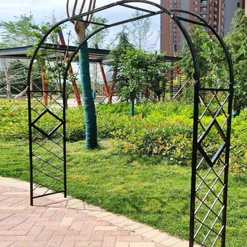 Treillis de jardin en métal pour plantes grimpantes, tonnelle robuste et antirouille avec support tubulaire solide pour chemins et entrées, treillage extérieur (noir L140)