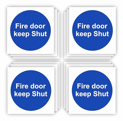 Conjured Fire Door Keep Shut Self-Adhesive Signs (12-Pack) / Vinyl Decal Stickers with Strong But Removeable Adhesive