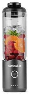 nutribullet Flex 590ml - Batidora Portátil para Smoothies con Tapa con Boquilla y Asa, Picadora, Tritura Hielo y Frutas Congeladas, USB-C, Vaso sin BPA, Fácil de Limpiar, Gris Grafito (NBP013GM)
