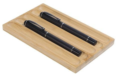 PH PandaHall Bandeja de bambú para bolígrafos, organizador de bolígrafos de 5 ranuras, soporte rectangular para lápices de escritorio, bandeja fuente para el hogar, oficina, lugar de trabajo, escuela