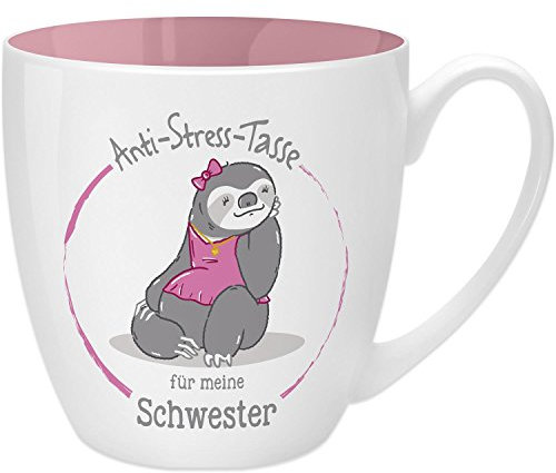 GRUSS & CO Anti-Stress-Tasse Motiv Schwester | Tasse mit Spruch, 45 cl, New Bone China | Geschenk für Sie | 45507, 1 Stück (1er Pack)