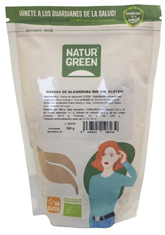 NATURGREEN HARINA DE ALGARROBA 500gr. BIO – produit multifonction à large champ d’application, poids 500 g, peut être utilisé régulièrement selon les besoins individuels et facilite la prise en charge