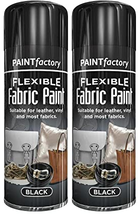 Classic Signature - 2 x Flexible Fabric Black 200ml Spray Paint Leather Vinyl Textile Clothes Fast Drying