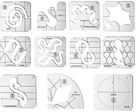 Free-Motion Quilting-Schablone, 11 Stück, Quilt-Lineal, freie Bewegung, Quilting-Vorlage mit Quilt-Rahmen Haushaltsnähmaschine, DIY-Quilten, transparentes Lineal mit